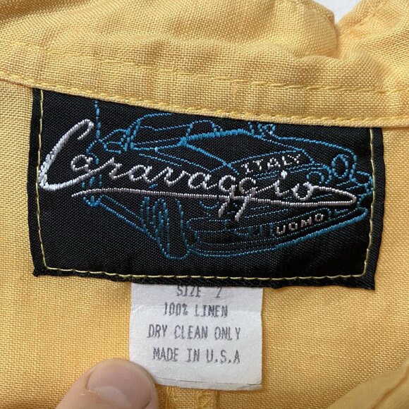 Vtg Caravaggio Linen Shirt Womens Sheer Mixed Material Funky Art to Wear Italy - Picture 2 of 6